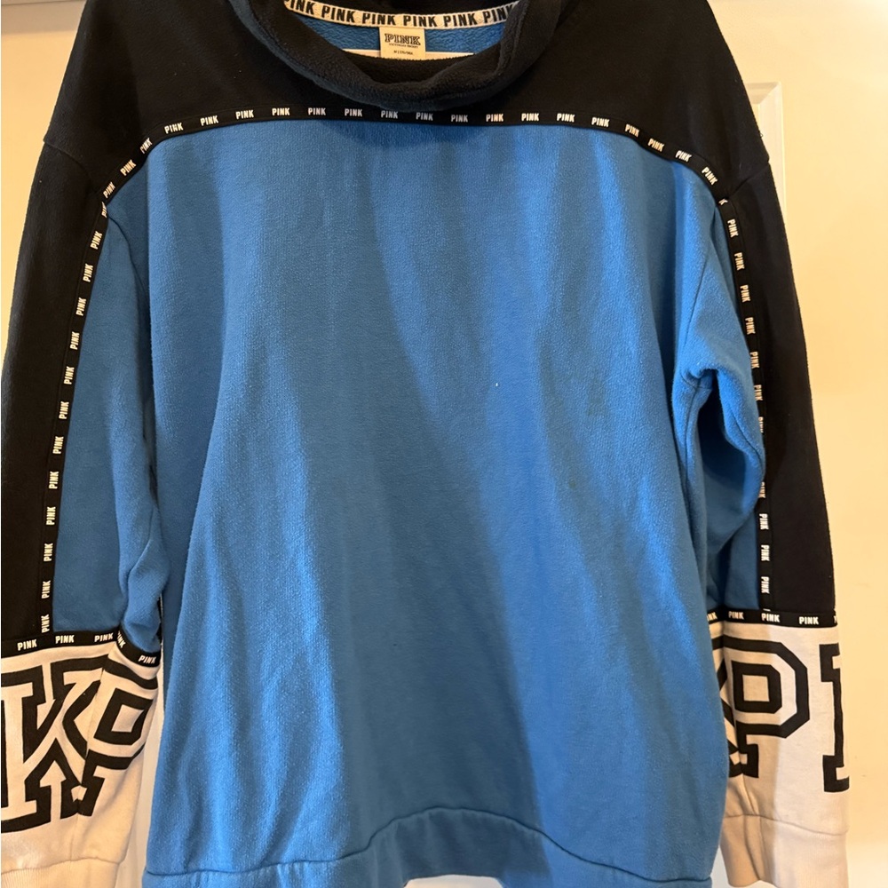 PINK Victoria's Secret Blue and Black Sweatshirt